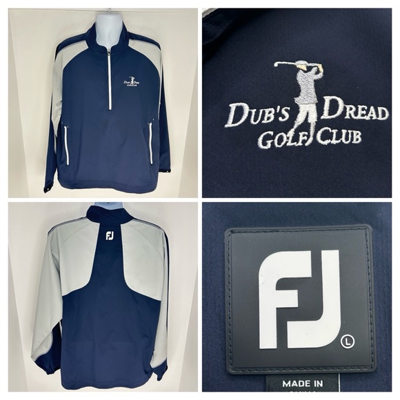 FootJoy Other - Footjoy 1/2 Zip Golf Pullover Windbreaker Jacket Size Large Dubs Dread GC KC